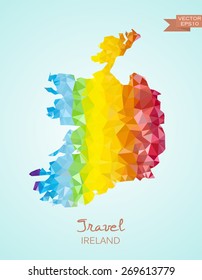 Low Poly Map of Ireland isolated. Vector version