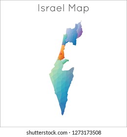 Low poly map of Israel. Geometric polygonal map.