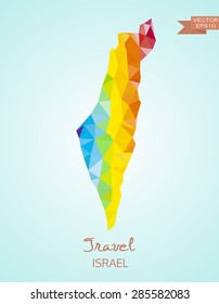Low Poly map of Israel isolated on background. Vector version