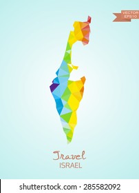Low Poly map of Israel isolated on background. Vector version