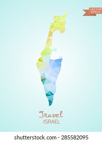 Low Poly map of Israel isolated on background. Vector version