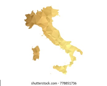 Low poly map of Italy. Gold Polygon. Vector illustration eps 10.