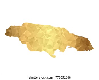 Low poly map of Jamaica. Gold Polygon. Vector illustration eps 10.