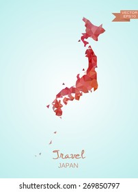 Low Poly map of Japan isolated. Vector version