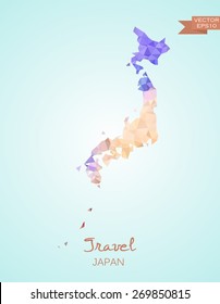 Low Poly map of Japan isolated. Vector version