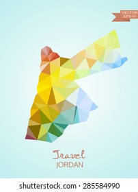 Low poly map of Jordan  isolated on background. Vector version