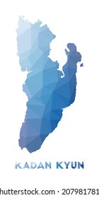 Low poly map of Kadan Kyun. Geometric illustration of the island. Kadan Kyun polygonal map. Technology, internet, network concept. Vector illustration.