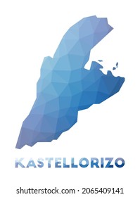 Mapa de polos bajo de Kastellorizo. Ilustración geométrica de la isla. Mapa poligonal de Kastellorizo. Tecnología, Internet, concepto de red. Ilustración vectorial.