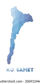 Low poly map of Ko Samet. Geometric illustration of the island. Ko Samet polygonal map. Technology, internet, network concept. Vector illustration.