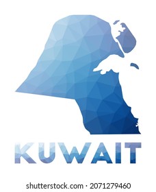 Low poly map of Kuwait. Geometric illustration of the country. Kuwait polygonal map. Technology, internet, network concept. Vector illustration.