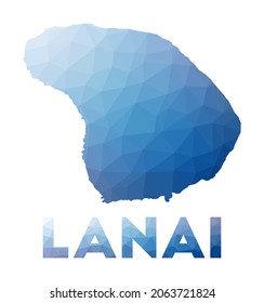 Low poly map of Lanai. Geometric illustration of the island. Lanai polygonal map. Technology, internet, network concept. Vector illustration.