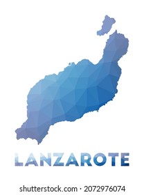 Mapa de baja polilla de Lanzarote. Ilustración geométrica de la isla. Mapa poligonal de Lanzarote. Tecnología, Internet, concepto de red. Ilustración vectorial.