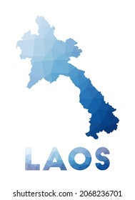 Mapa de baja polilla de Laos. Ilustración geométrica del país. Mapa poligonal de Laos. Tecnología, Internet, concepto de red. Ilustración vectorial.