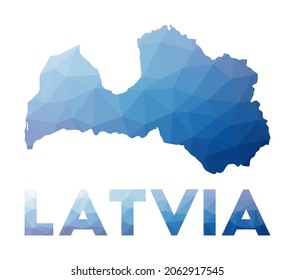 Low poly map of Latvia. Geometric illustration of the country. Latvia polygonal map. Technology, internet, network concept. Vector illustration.