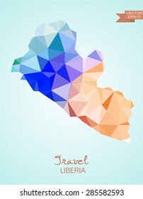 Low Poly map of Liberia isolated on background. Vector version