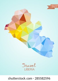 Low Poly map of Liberia isolated on background. Vector version
