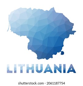 Low poly map of Lithuania. Geometric illustration of the country. Lithuania polygonal map. Technology, internet, network concept. Vector illustration.