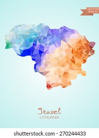 Low Poly Map of Lithuania isolated. Vector version