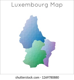 Low Poly map of Luxembourg. Geometric polygonal map of the country.