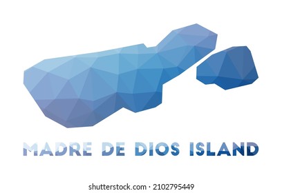 Low poly map of Madre de Dios Island. Madre de Dios Island polygonal map. Technology, internet, network concept. Vector illustration.