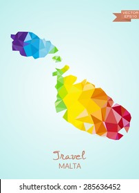 Low Poly Map of Malta  isolated on background. Vector version