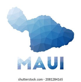 Low poly map of Maui. Geometric illustration of the island. Maui polygonal map. Technology, internet, network concept. Vector illustration.