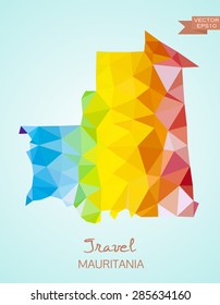 Low Poly map of Mauritania  isolated on background. Vector version