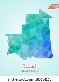 Low Poly map of Mauritania  isolated on background. Vector version