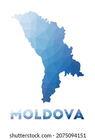 Low poly map of Moldova. Geometric illustration of the country. Moldova polygonal map. Technology, internet, network concept. Vector illustration.