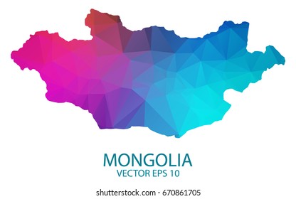 Low poly map of Mongolia. Colorful Polygonal shape on black background - vector illustration eps 10.