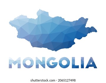 Low poly map of Mongolia. Geometric illustration of the country. Mongolia polygonal map. Technology, internet, network concept. Vector illustration.