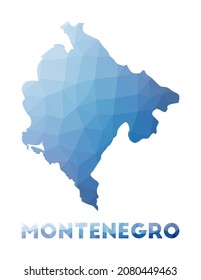 Low poly map of Montenegro. Geometric illustration of the country. Montenegro polygonal map. Technology, internet, network concept. Vector illustration.