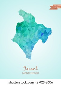 Low Poly Map of Montenegro isolated. Vector version