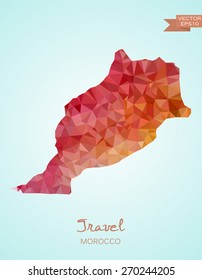 Low Poly map of Morocco isolated. Vector version