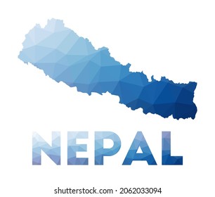 Low poly map of Nepal. Geometric illustration of the country. Nepal polygonal map. Technology, internet, network concept. Vector illustration.