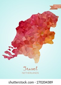 Low Poly map of Netherlands isolated. Vector version