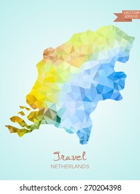 Low Poly map of Netherlands isolated. Vector version