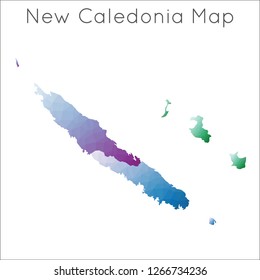 Low Poly map of New Caledonia. New Caledonia geometric polygonal, mosaic style map.