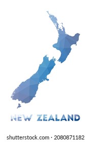 Low poly map of New Zealand. Geometric illustration of the country. New Zealand polygonal map. Technology, internet, network concept. Vector illustration.