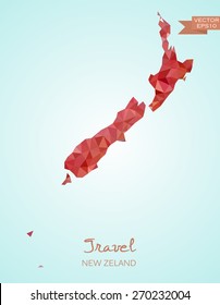 Low Poly map of New Zealand isolated. Vector version