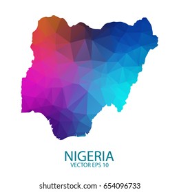 Low poly map of Nigeria. Colorful Polygonal shape on black background - vector illustration eps 10.
