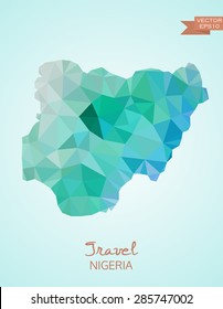 Low Poly map of Nigeria isolated on background. Vector version 
