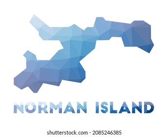 Mapa bajo de poli de la isla Norman. Mapa poligonal de la Isla Norman. Tecnología, Internet, concepto de red. Ilustración vectorial.
