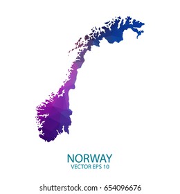 Low poly map of Norway. Colorful Polygonal shape on black background - vector illustration eps 10.