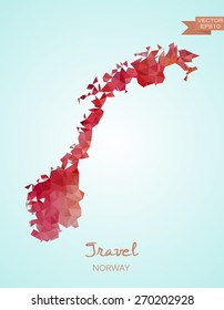 Low Poly map of Norway isolated. Vector version