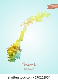 Low Poly map of Norway isolated. Vector version