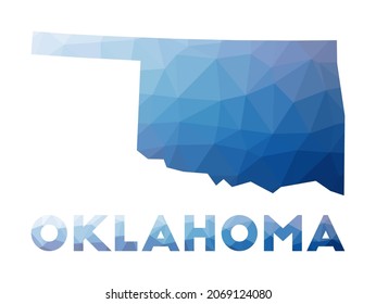 Low poly map of Oklahoma. Geometric illustration of the us state. Oklahoma polygonal map. Technology, internet, network concept. Vector illustration.