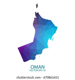 Low poly map of Oman. Colorful Polygonal shape on black background - vector illustration eps 10.