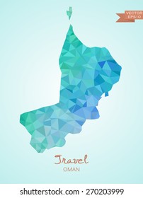 Low Poly map of Oman isolated. Vector version