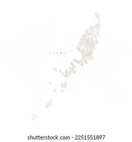 Low poly map of Palau. Gold polygonal wireframe. Glittering vector with gold particles on white background. Vector illustration eps 10.